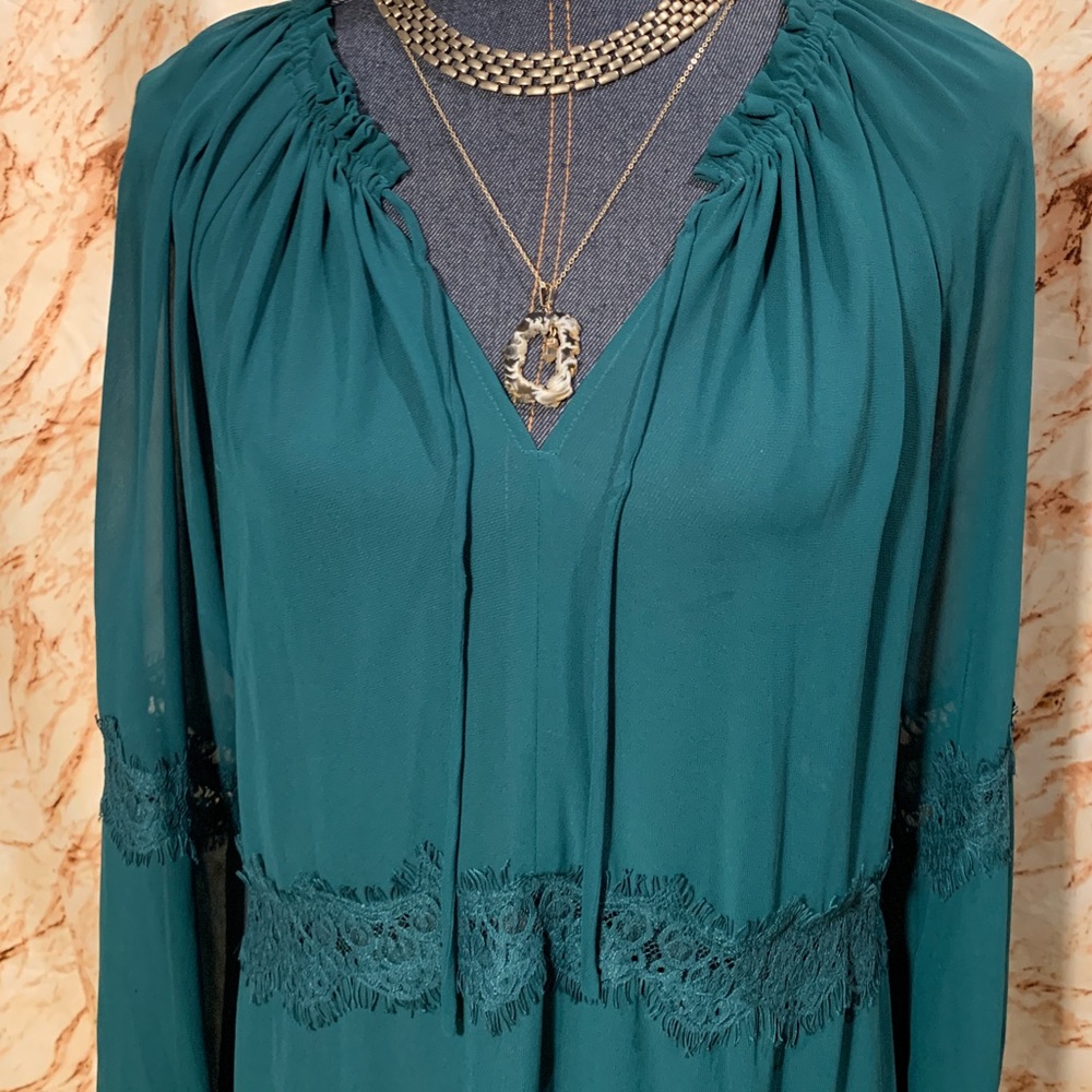 Gianni Bini Emerald Green Sheer Lacy Dress - Picture 4 of 10